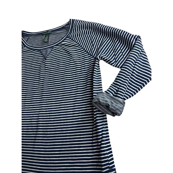 Lauren Ralph Lauren Striped Jersey Top Sz L Layered Cuffed Long Sleeves Blouse - Picture 6 of 9